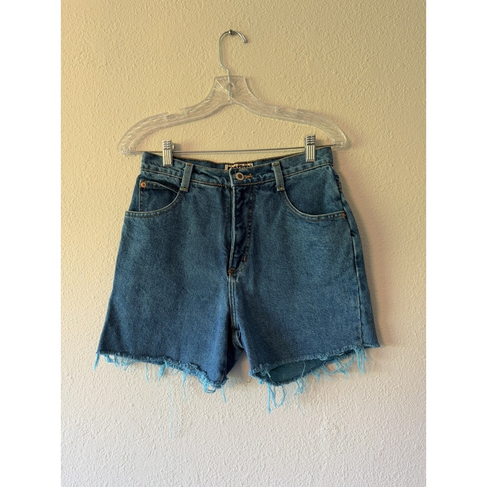 Vintage 80s Forenza Overdied Blue High Wasted Shorts Size 6 Frayed Hem
